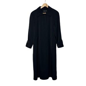 Gallery Womens Black Long Trench Coat Removable‎ Insert Size 4 Classic Outerwear